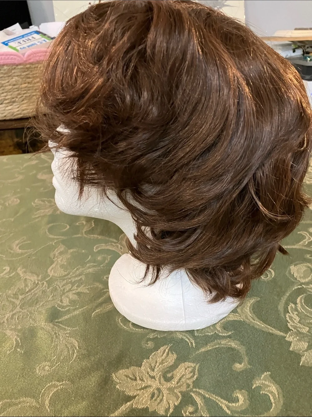 Short Layered Women's Wig in Chestnut with Soft Waves